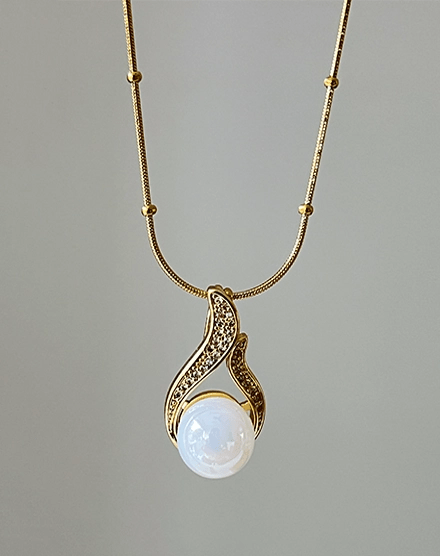 Glossy Pearl 18K Gold Foil Waterproof Necklace - Silks & Jewels