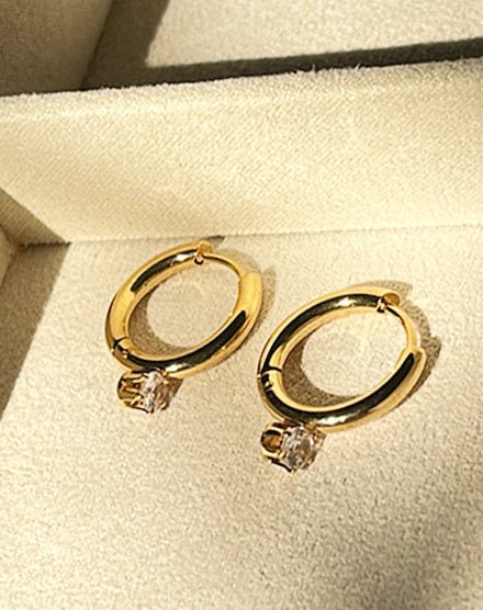 Luna Drop Crystal Gold Hoop Earrings - Silks & Jewels