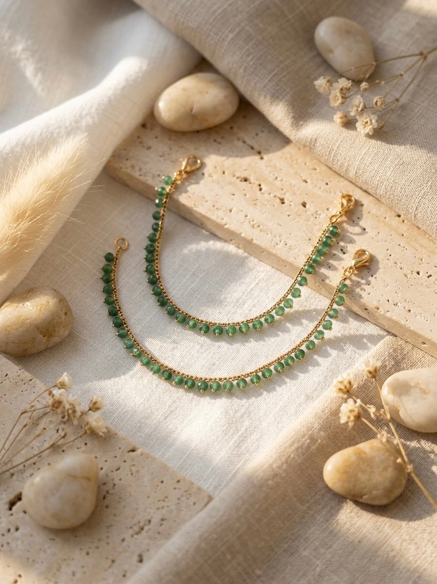 Mint bead singler layer kaanchain - Silks & Jewels
