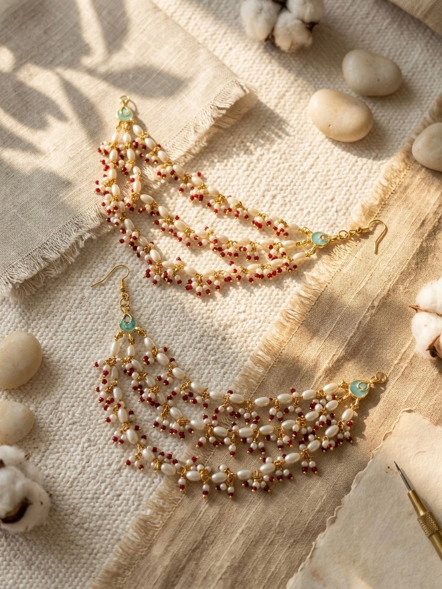 Multilayered pearl kaanchain - Silks & Jewels