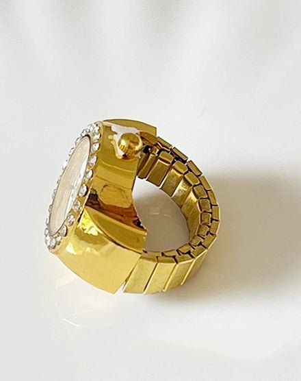 RegalTime Crystal Accent Gold Plated Watch Ring - Silks & Jewels