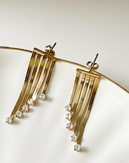 Cascade Elegance Crystal Strand Drop Earrings - Silks & Jewels