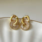 Crystal Halo Baguette Cut Gold Plated Earrings - Silks & Jewels