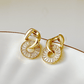 Crystal Halo Baguette Cut Gold Plated Earrings - Silks & Jewels