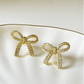 Dazzling Bow Crystal Detail Gold Plated Stud Earrings - Silks & Jewels