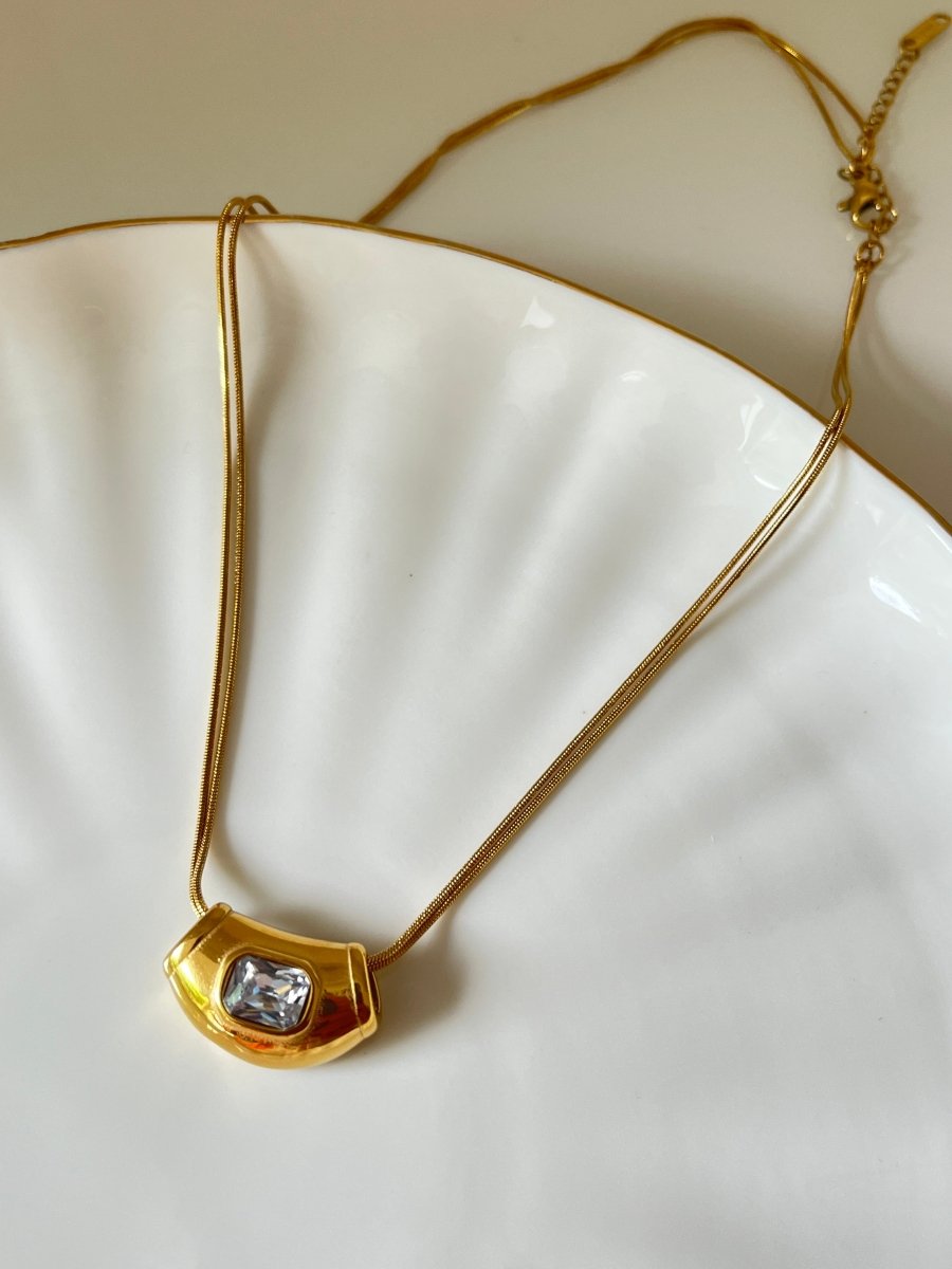 Double Chain Stainless Steel Anti - Tarnish Necklace - Silks & Jewels