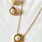 Elegant Pearl Harmony Gold Plated Necklace and Stud Set - Silks & Jewels