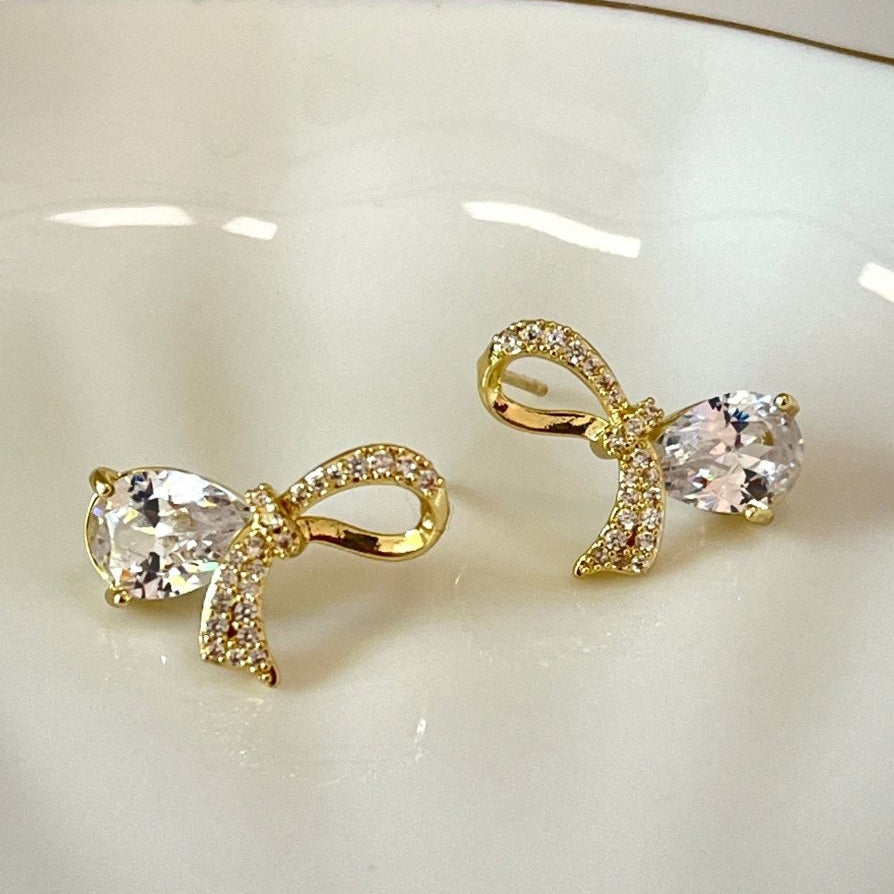 Gleam Bow Studs - Silks & Jewels