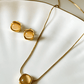 Golden Aura Beige Cabochon Stone Jewelry Set - Silks & Jewels