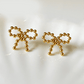 Golden Bow Bead Design Gold Plated Earrings - Silks & Jewels