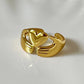 Golden Embrace Heart and Hands Gold Plated Ring - Silks & Jewels