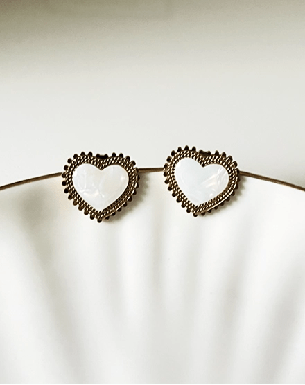 Heart Stainless Steel Anti - Tarnish Stud Earrings - Silks & Jewels