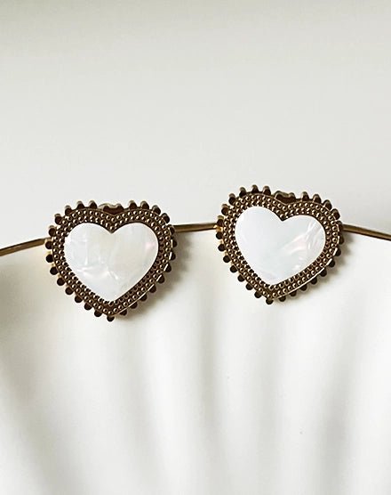Heart Stainless Steel Anti - Tarnish Stud Earrings - Silks & Jewels