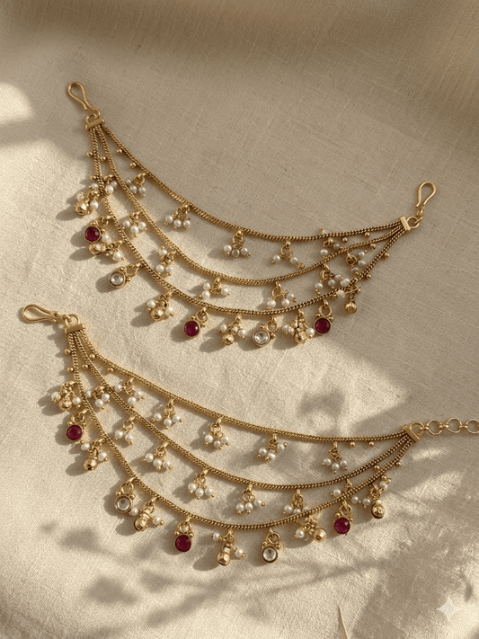 Kanak - Chhaya (Ruby - White) - Silks & Jewels