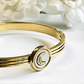 Lunar Glow Mother of Pearl Crescent Moon Bangle - Silks & Jewels