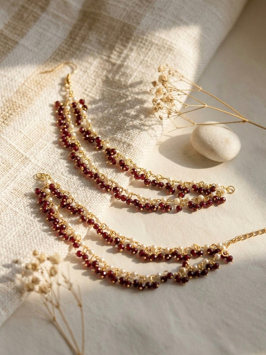 Maroon pearl kaanchain - Silks & Jewels