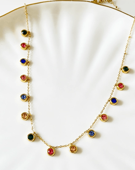 Multi Charm Ball Stainless Steel Waterproof Necklace - Silks & Jewels