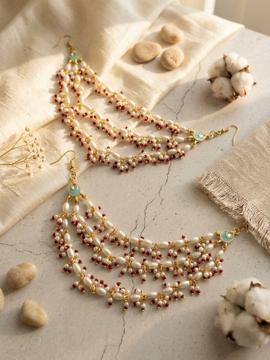 Multilayered pearl kaanchain - Silks & Jewels