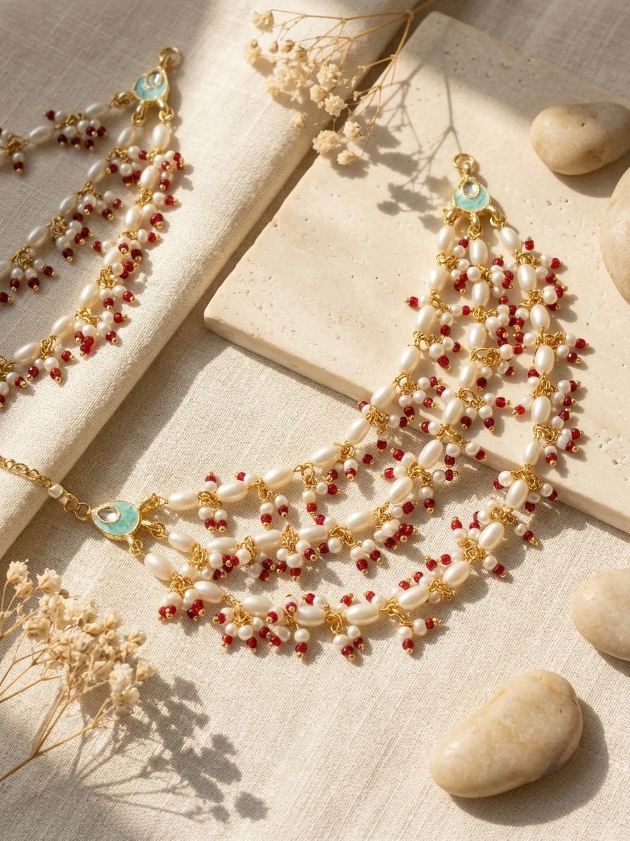 Multilayered pearl kaanchain - Silks & Jewels