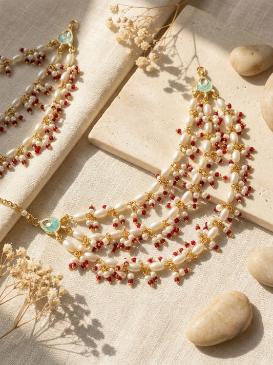 Multilayered pearl kaanchain - Silks & Jewels