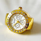 RegalTime Crystal Accent Gold Plated Watch Ring - Silks & Jewels