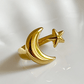 Stellar Embrace Moon and Star Adjustable Gold Ring - Silks & Jewels
