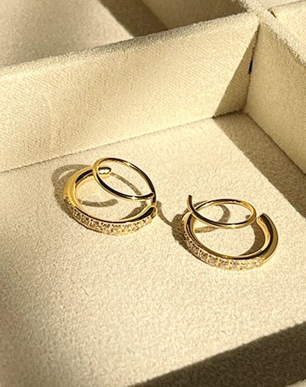 Twilight Curve Double Hoop Zircon Sparkle Earrings - Silks & Jewels