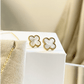 White Clover Minimal Pendant and Stud Necklace Set - Silks & Jewels
